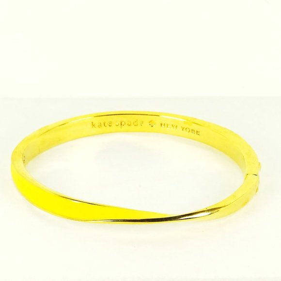 KATE SPADE Gold Plated Yellow Enamel Twisted Hinged Bangle Bracelet - Picture 2 of 7